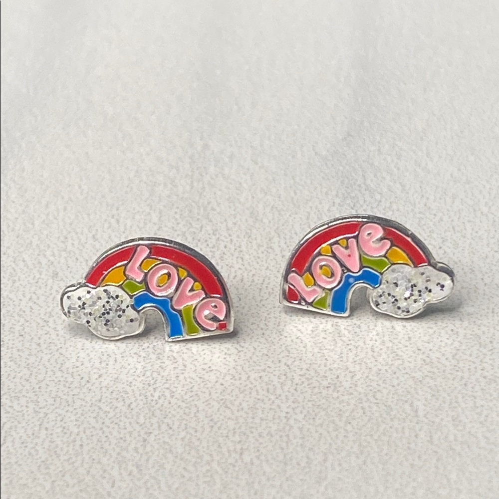 Sterling Silver Rainbow Loveโ Earrings 925